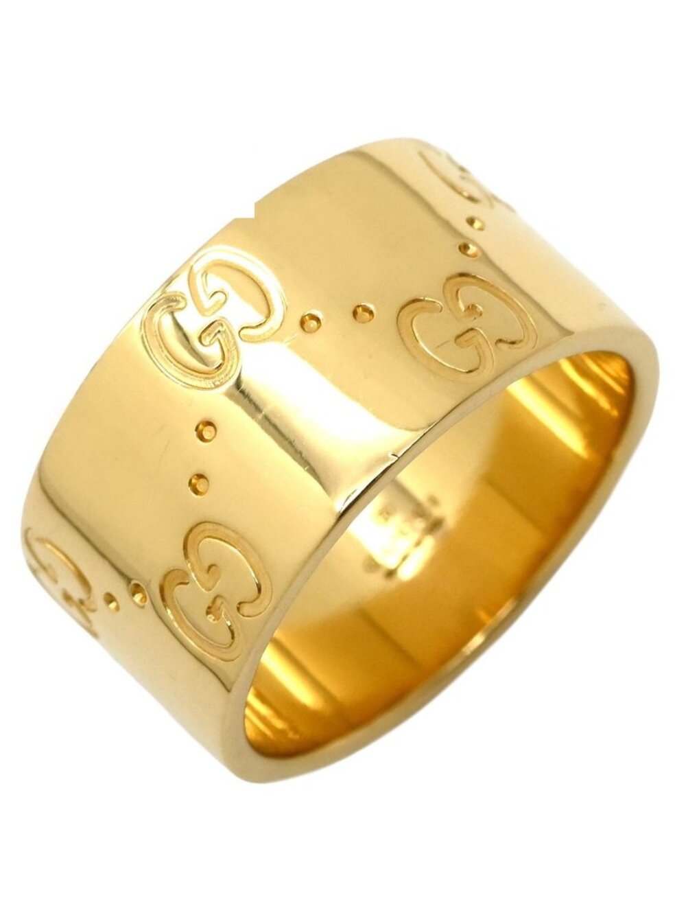 Gucci Ring Icon Wide Yellow Gold 18k GG Logo Width Thick Volume
